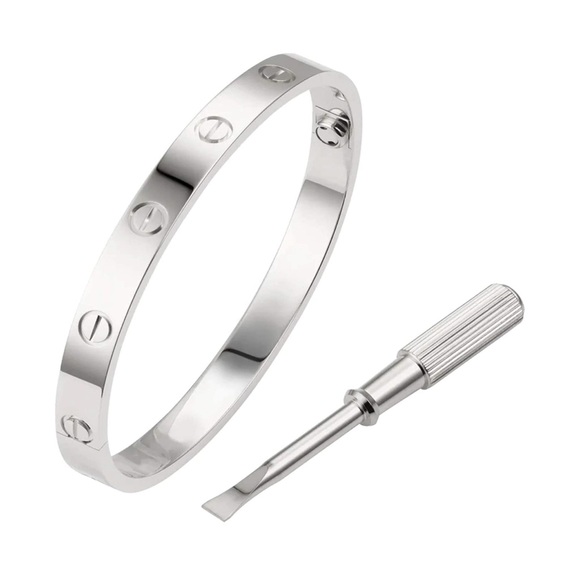Screw Cuff Bangle Bracelet in Silver - Picture 11 of 11